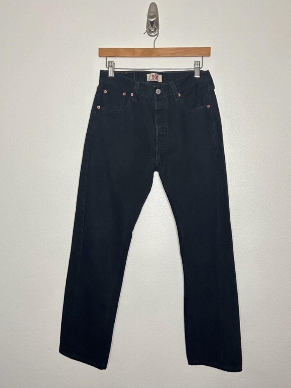 Levi's Y2k 2010 501 Original Fit Black Denim Jeans W30 L30